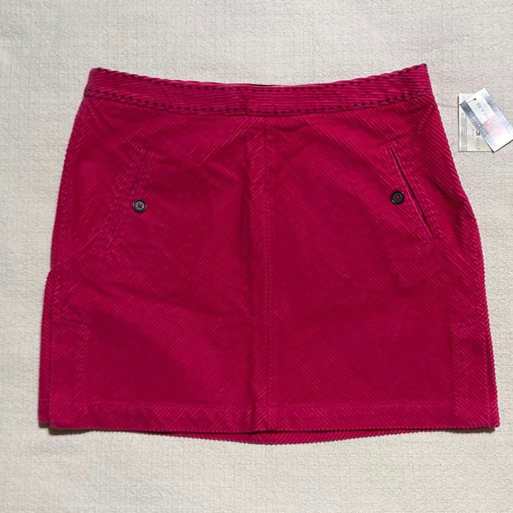 Vintage Y2K NWT Tommy Hilfiger Pink Corduroy Stretch Skirt with Pockets Size 10P